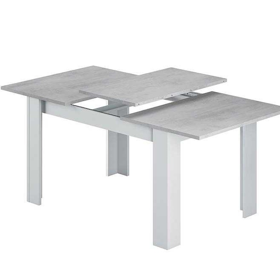 Salones Modernos Muebles Bonitos | Mesa De Comedor Extensible 140 - 190 Cm Modelo Sagunto En Color Blanco Y Cemento