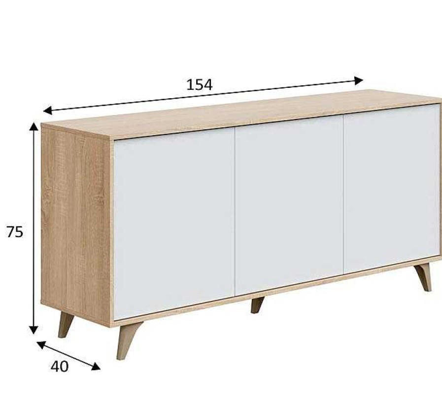 Salones Modernos Muebles Bonitos | Aparador Modelo Umea En Color Sonoma Y Blanco