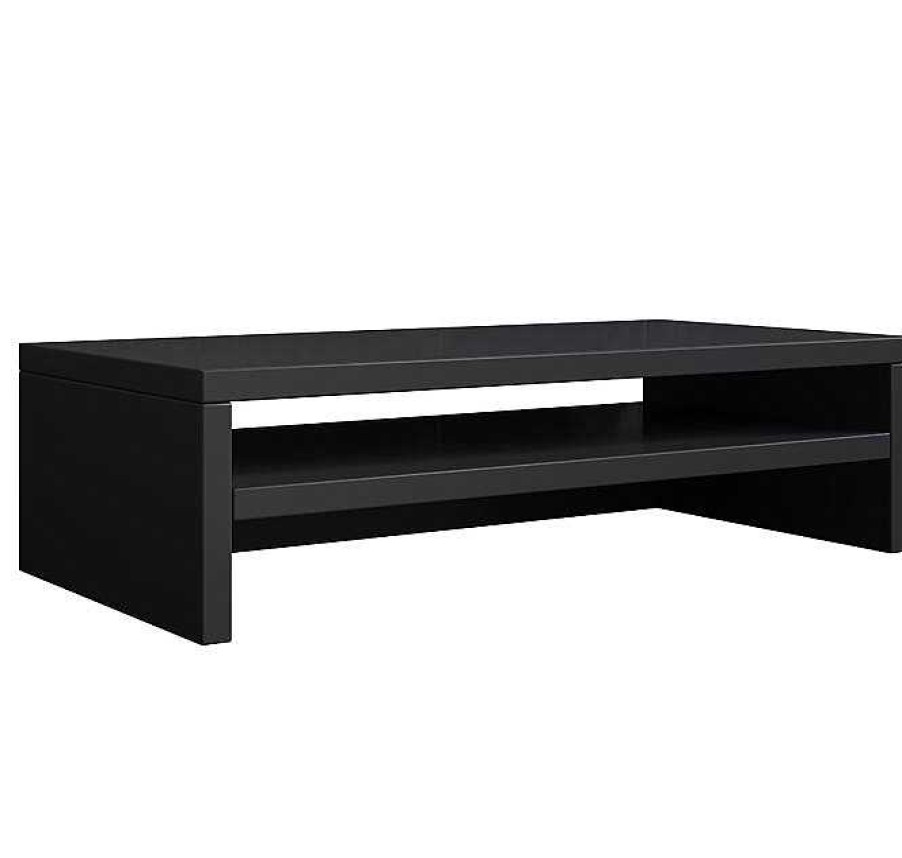 Oficina Muebles Bonitos | Soporte Para Monitor Adelis En Color Negro Brillo 46X13Cm