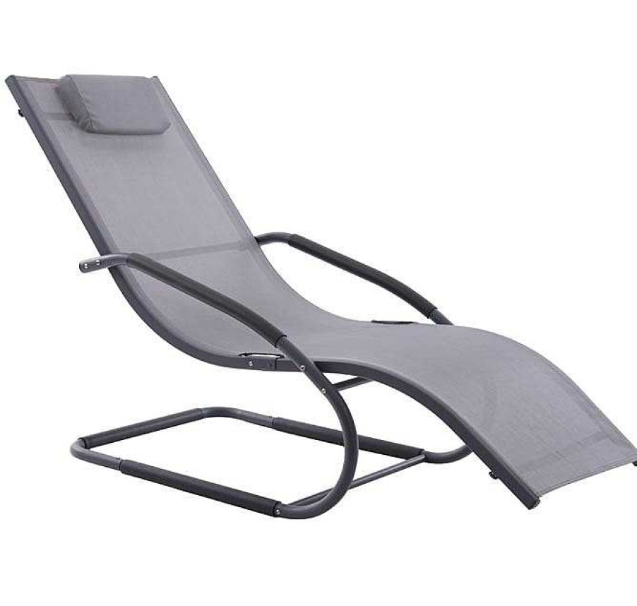 Muebles De Jard N Muebles Bonitos | Wave Chaise Longue - Aluminium - Gris On Matte Black