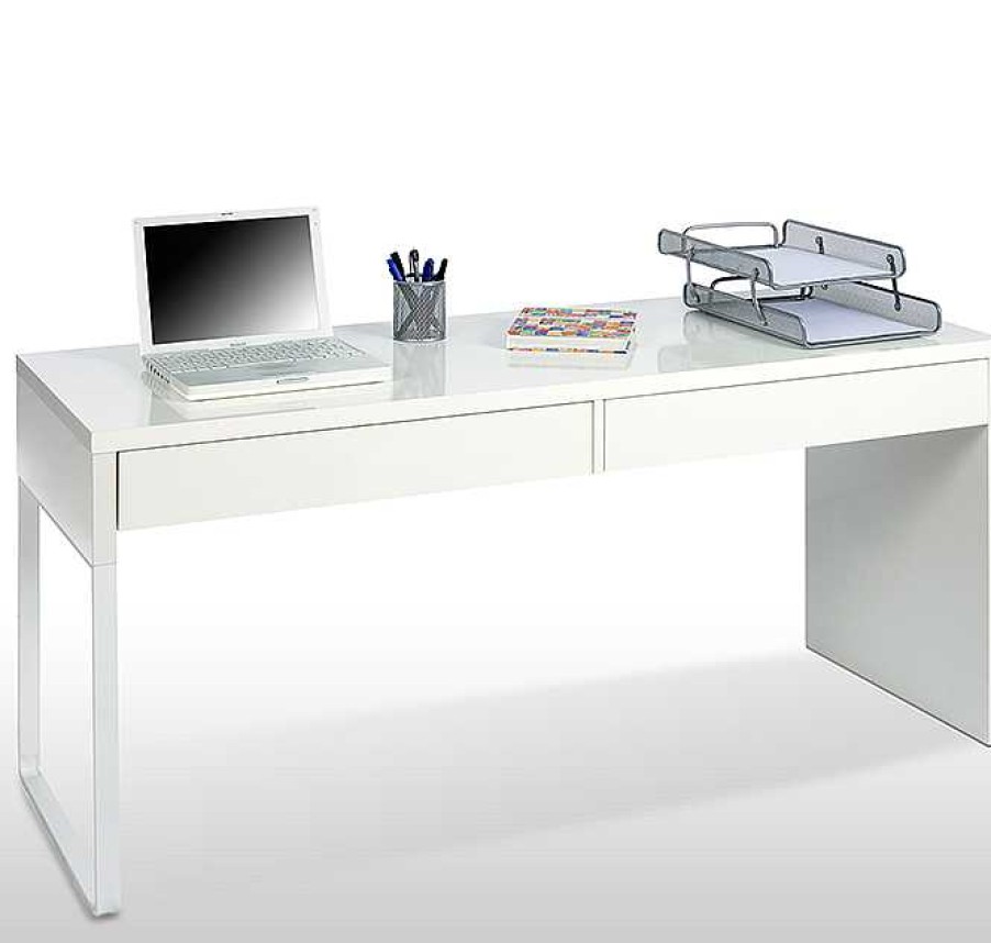 Oficina Muebles Bonitos | Mesa De Despacho 138Cm Modelo Sueca En Color Blanco