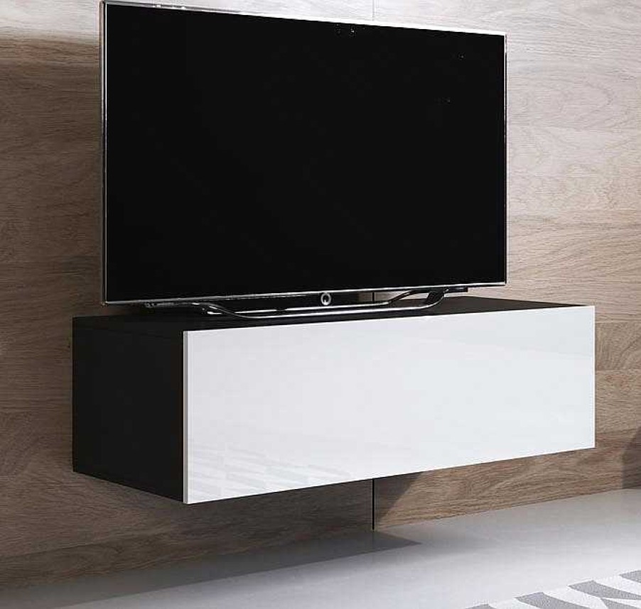 Salones Modernos Muebles Bonitos | Mueble Tv Modelo Luke H1 (100X30Cm) Color Negro Y Blanco