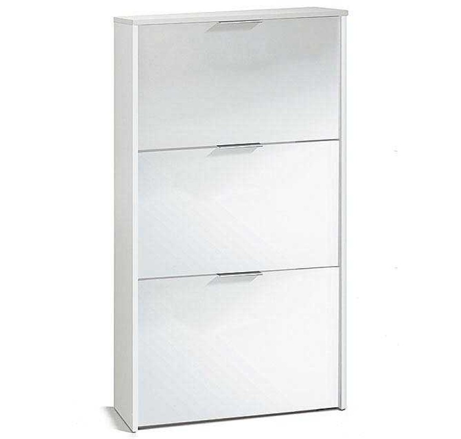 Recibidores Modernos Muebles Bonitos | Zapatero 3 Puertas Abatibles Modelo Ondara En Color Blanco