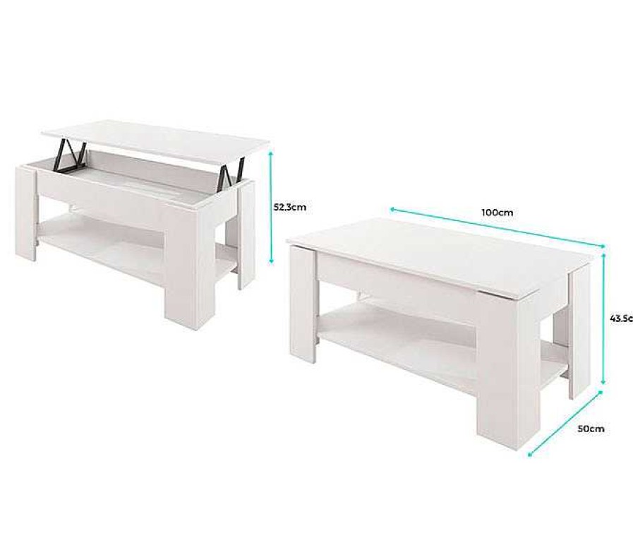 Salones Modernos Muebles Bonitos | Mesa De Centro Elevable Nicoleta Color Blanco Y Sonoma