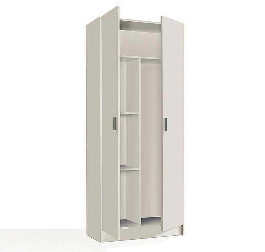 Recibidores Modernos Muebles Bonitos | Armario Multiusos Escobero 2 Puertas Modelo Benicarlo En Color Blanco