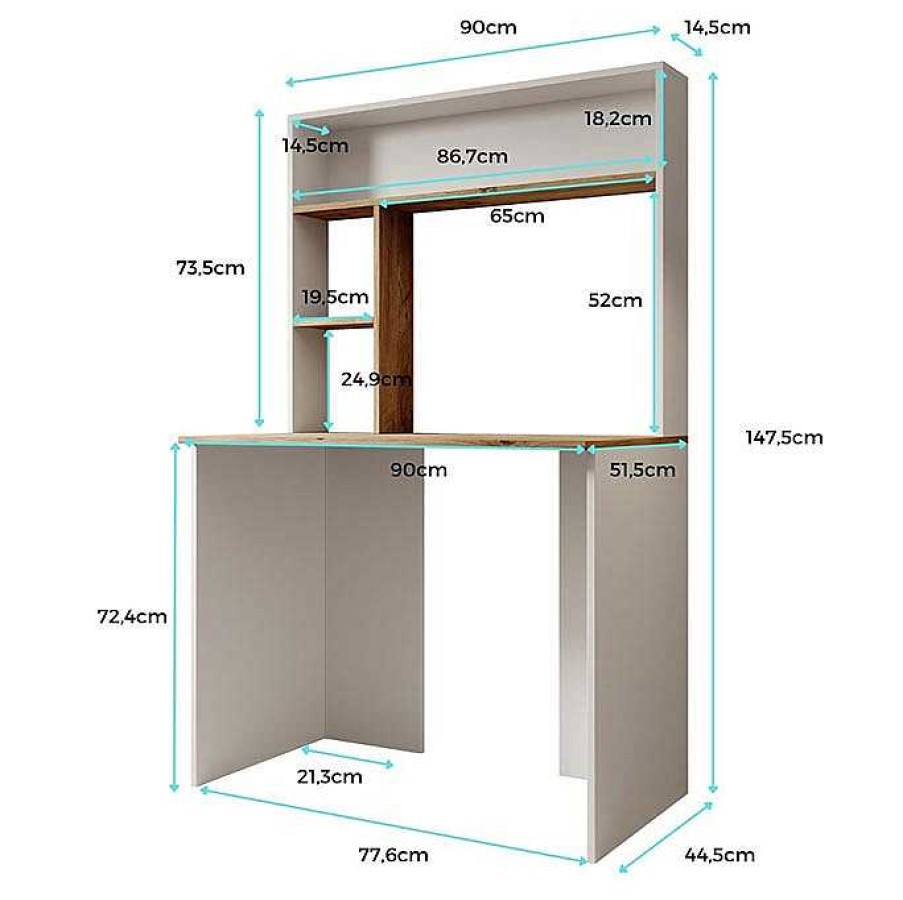 Oficina Muebles Bonitos | Escritorio Pixel Con Estanter A (90 Cm) En ...