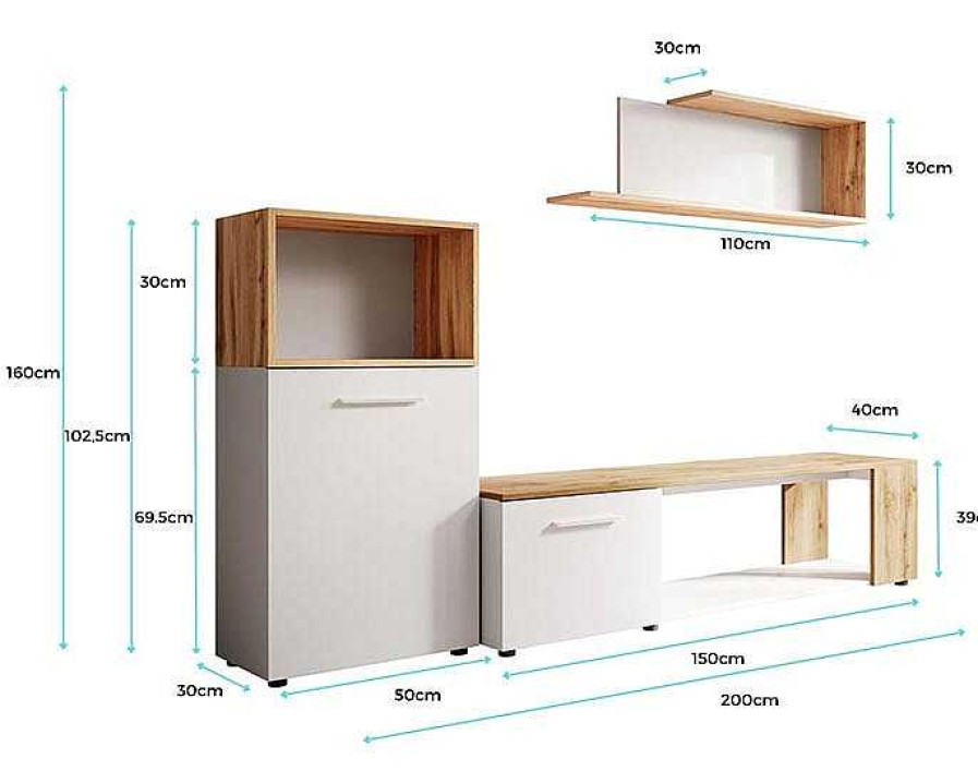 Salones Modernos Muebles Bonitos Mueble De Sal N Modelo Romina (2M) | Mueble De Sal N Modelo Romina Color Blanco Y Roble (2M)