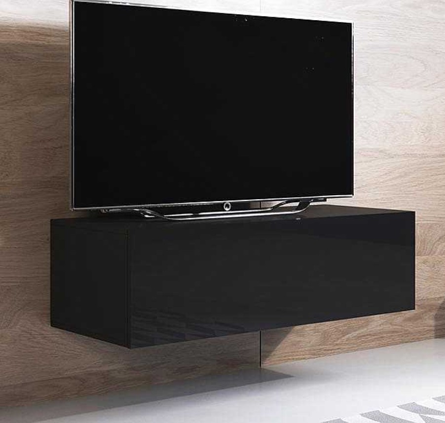 Salones Modernos Muebles Bonitos | Mueble Tv Modelo Luke H1 (100X30Cm) Color Negro