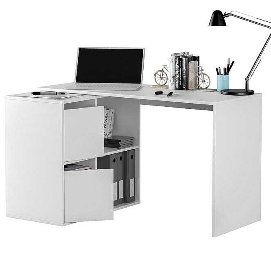 Oficina Muebles Bonitos | Mesa De Escritorio Multiposici N Modelo Tarraco En Color Blanco