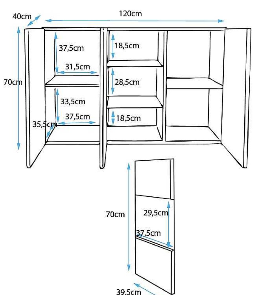 Salones Modernos Muebles Bonitos | Aparador Modelo Luke A2 (120X70Cm) Color Blanco Y Sonoma