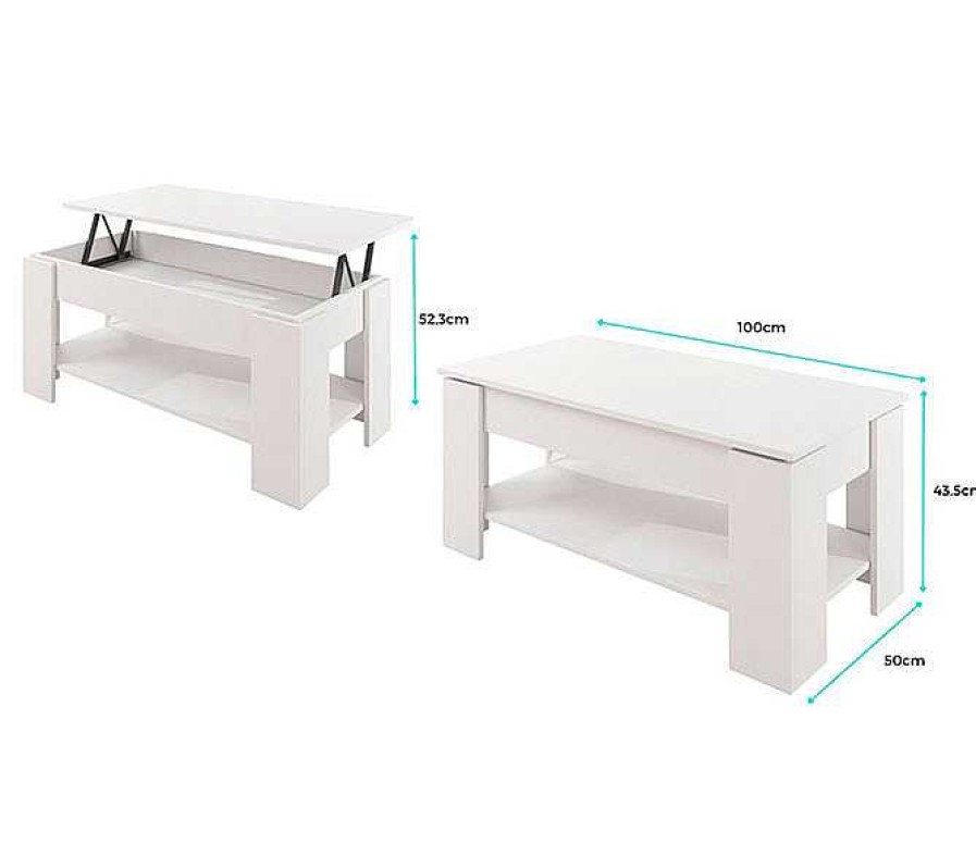 Salones Modernos Muebles Bonitos | Mesa De Centro Elevable Nicoleta Color Blanco