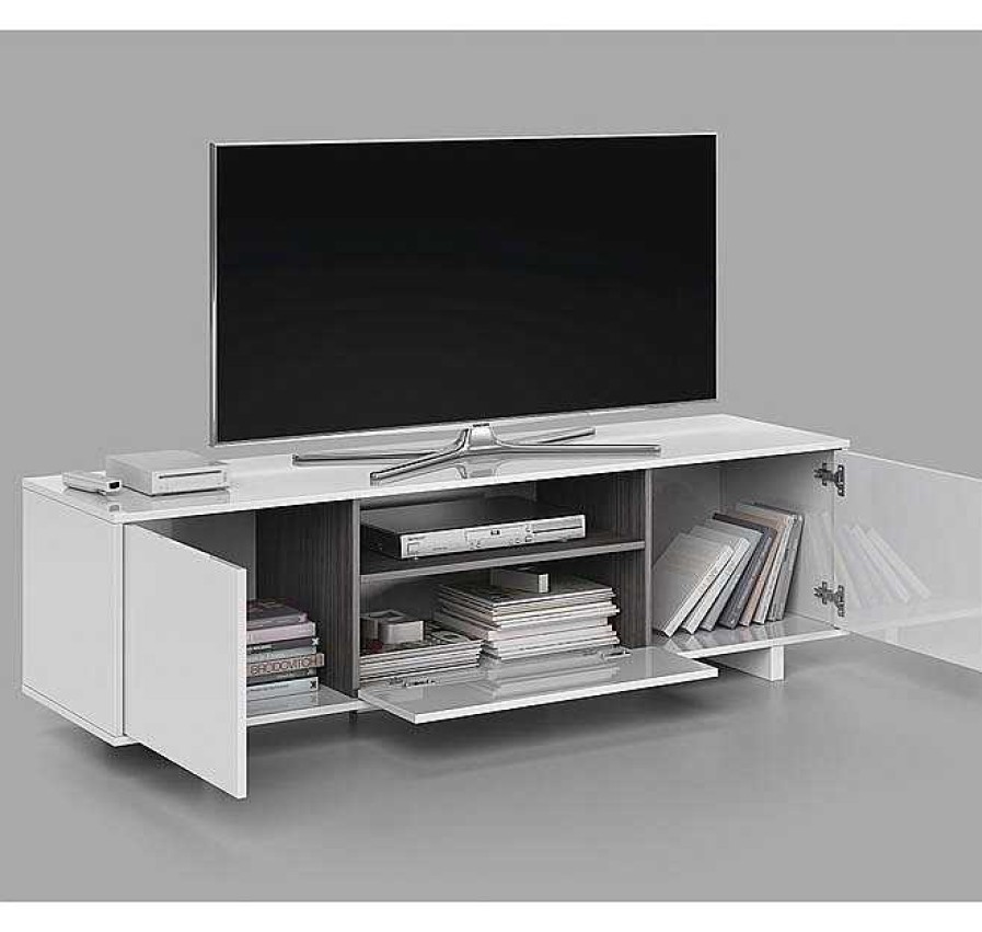 Salones Modernos Muebles Bonitos | Mueble De Televisi N Modelo Salerno En Color Blanco Y Gris