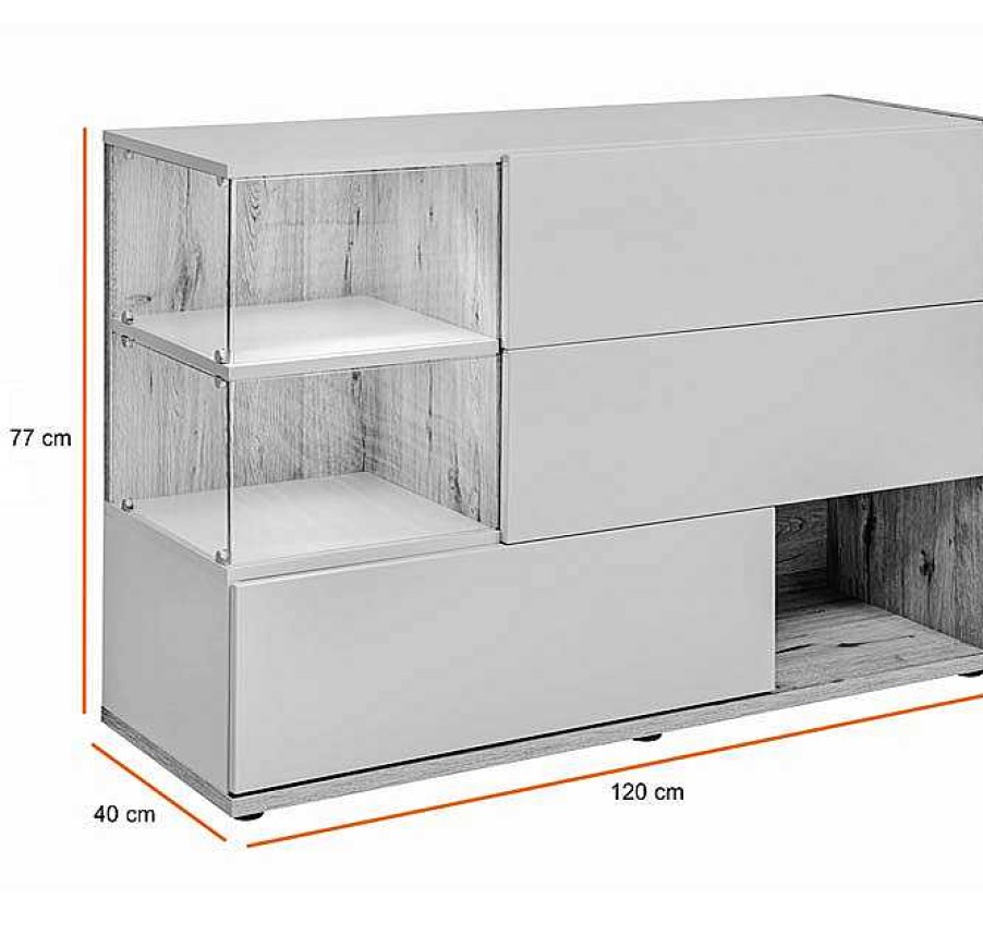 Salones Modernos Muebles Bonitos | Aparador Modelo Odin Color Gris Y Roble