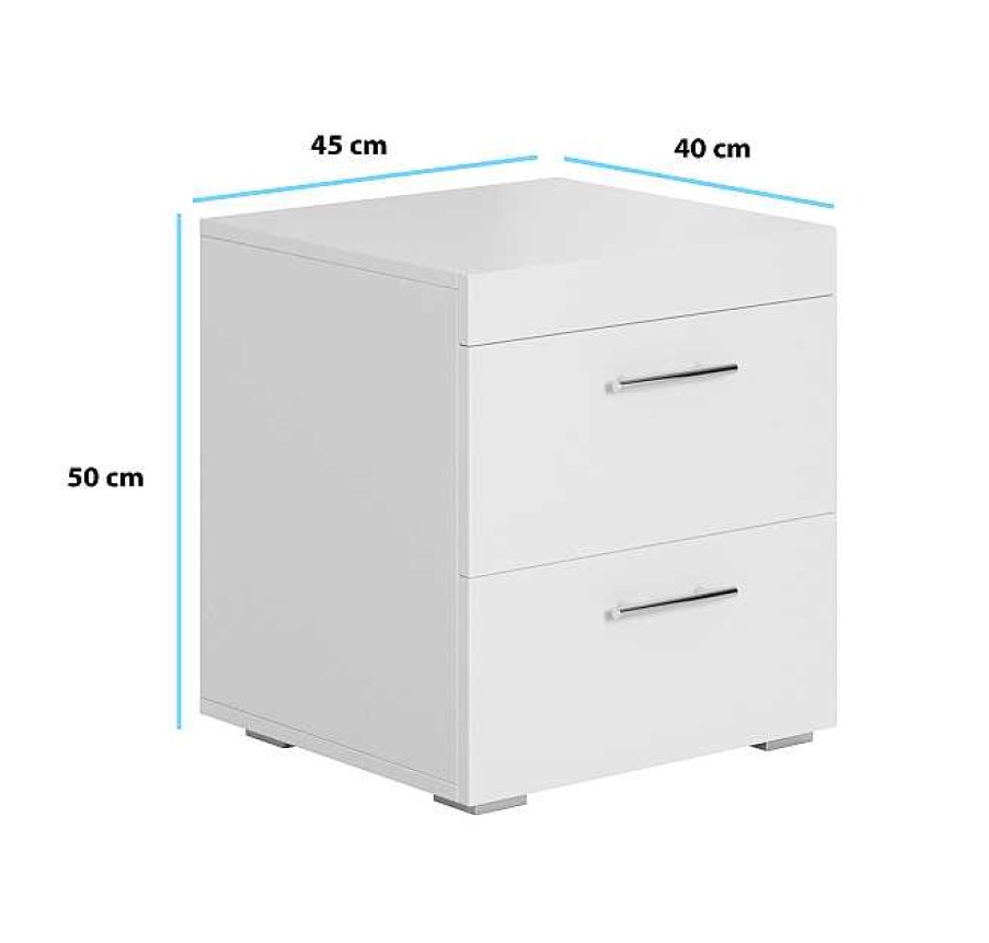 Dormitorios Muebles Bonitos | Pack De 2 Mesitas De Noche Ciro Blanco