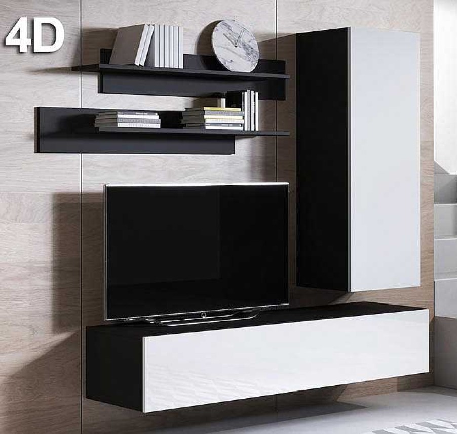 Salones Modernos Muebles Bonitos Muebles De Sal N Luke 4 En Varios Colores (1,6M) | Conjunto De Muebles Luke 4D Negro Y Blanco (1,6M)