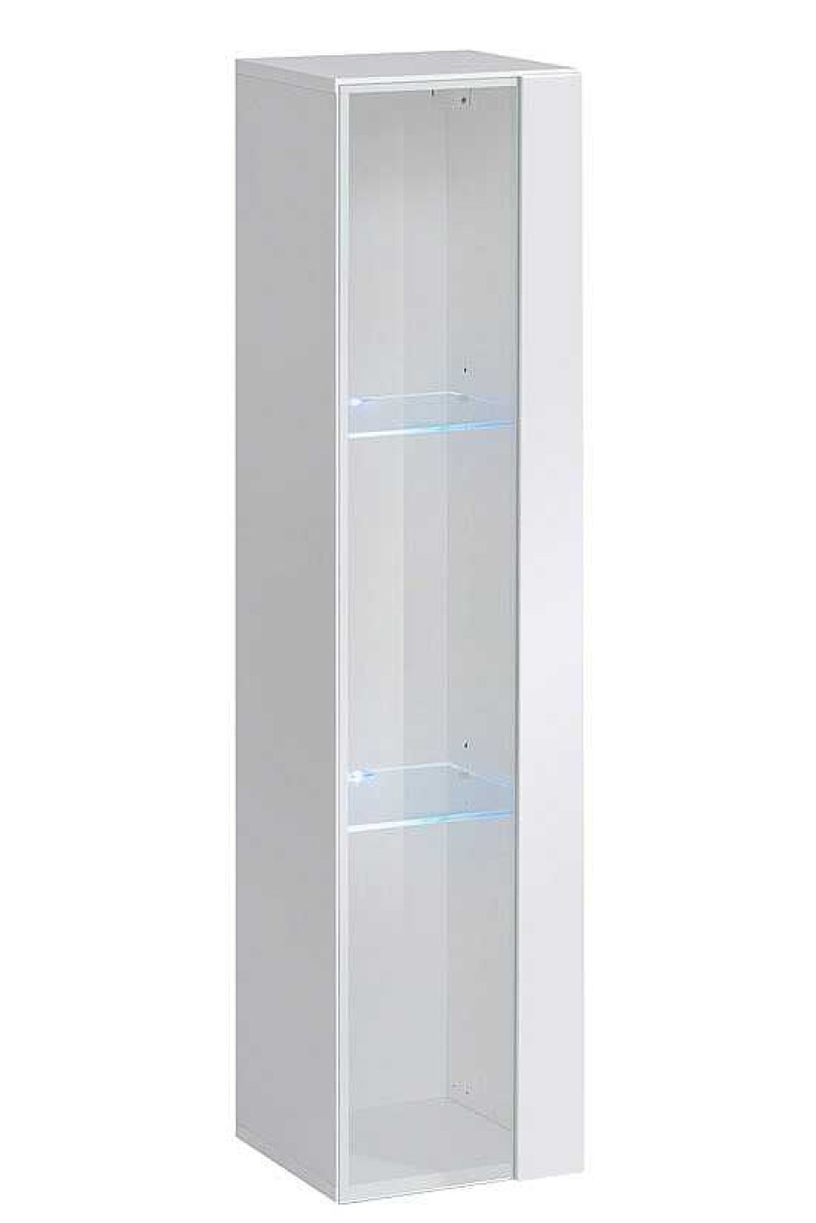 Salones Modernos Muebles Bonitos | Vitrina Colgante Modelo Berit Ld 30X120 En Color Blanco Con Led