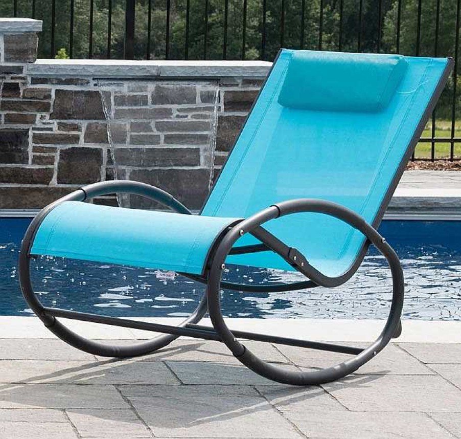 Muebles De Jard N Muebles Bonitos | Wave Rocker Longue - Aluminum - Ocean Blue On Matte Grey