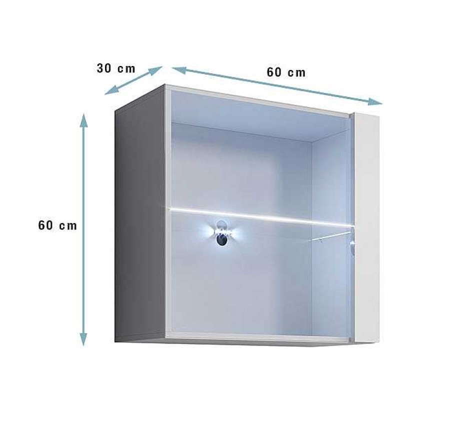 Salones Modernos Muebles Bonitos | Vitrina Colgante Modelo Aitana Q1L (60X60Cm) En Color Blanco Con Luz Led