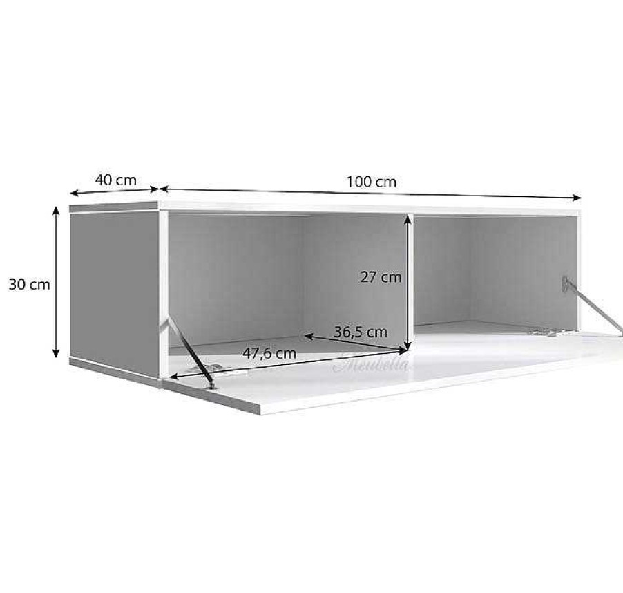 Salones Modernos Muebles Bonitos | Mueble Tv Modelo Luke H1 (100X30Cm) Color Negro Y Blanco