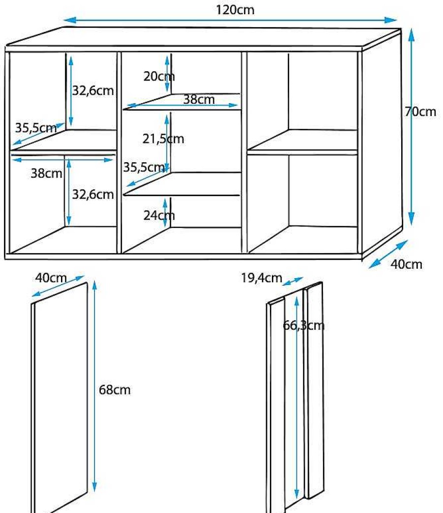 Salones Modernos Muebles Bonitos | Aparador Modelo Luke A1 (120X70Cm) Color Blanco Y Sonoma