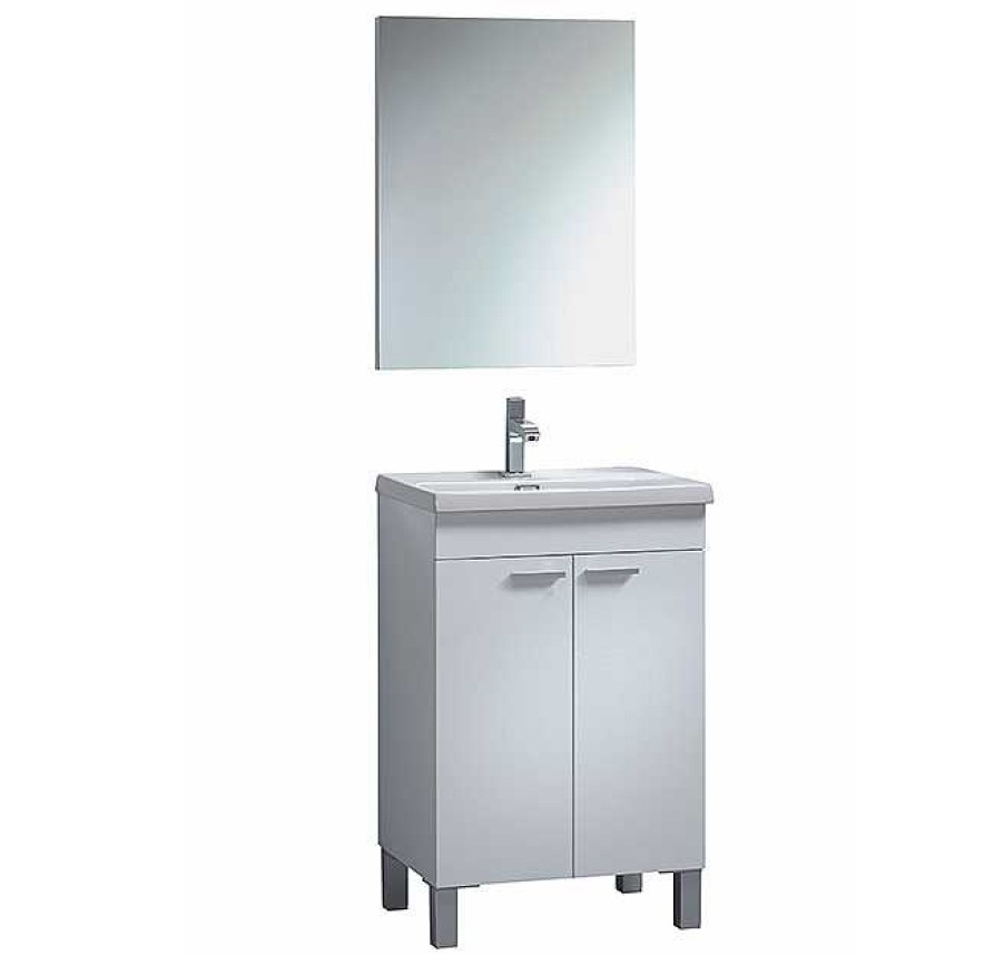 Muebles De Ba O Muebles Bonitos | Mueble Lavabo 2 Puertas + Espejo + Columna Modelo Veneto 3 En Color Blanco