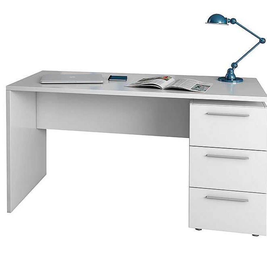 Oficina Muebles Bonitos | Mesa De Despacho 138Cm Modelo Torreblanca En Color Blanco