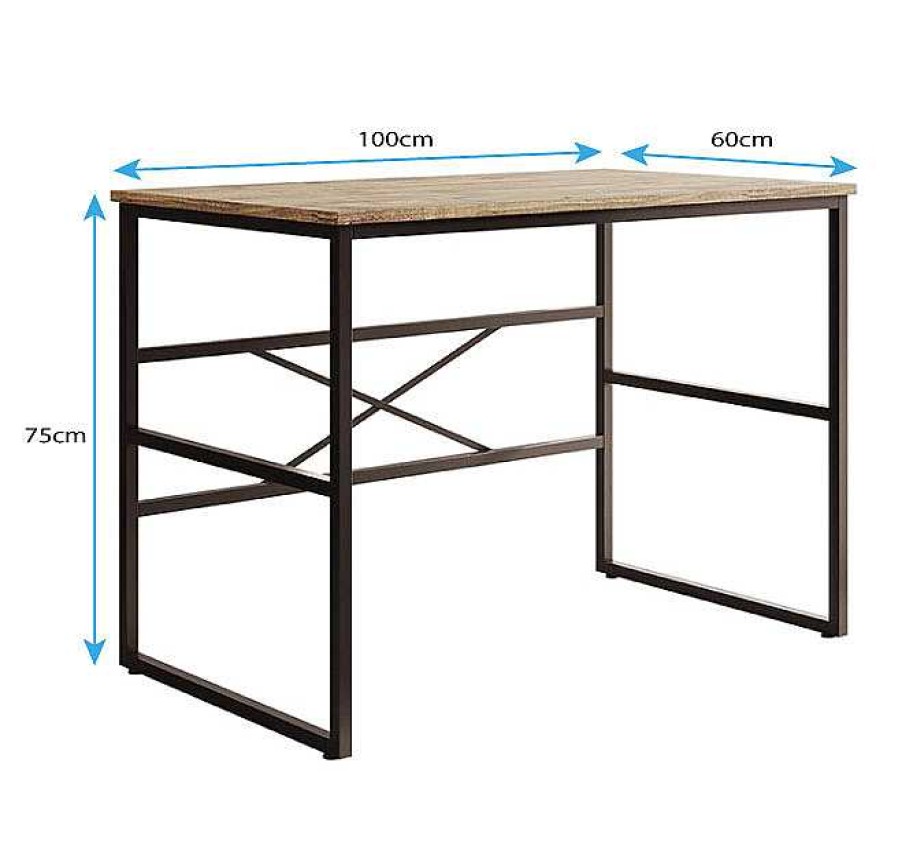 Oficina Muebles Bonitos | Mesa Modelo Factory M1 (100 Cm) En Color Pino