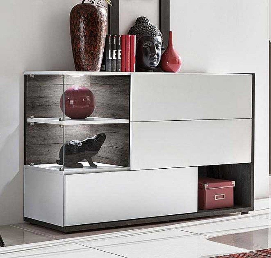 Salones Modernos Muebles Bonitos | Aparador Modelo Odin Color Blanco Y Gris Sidney