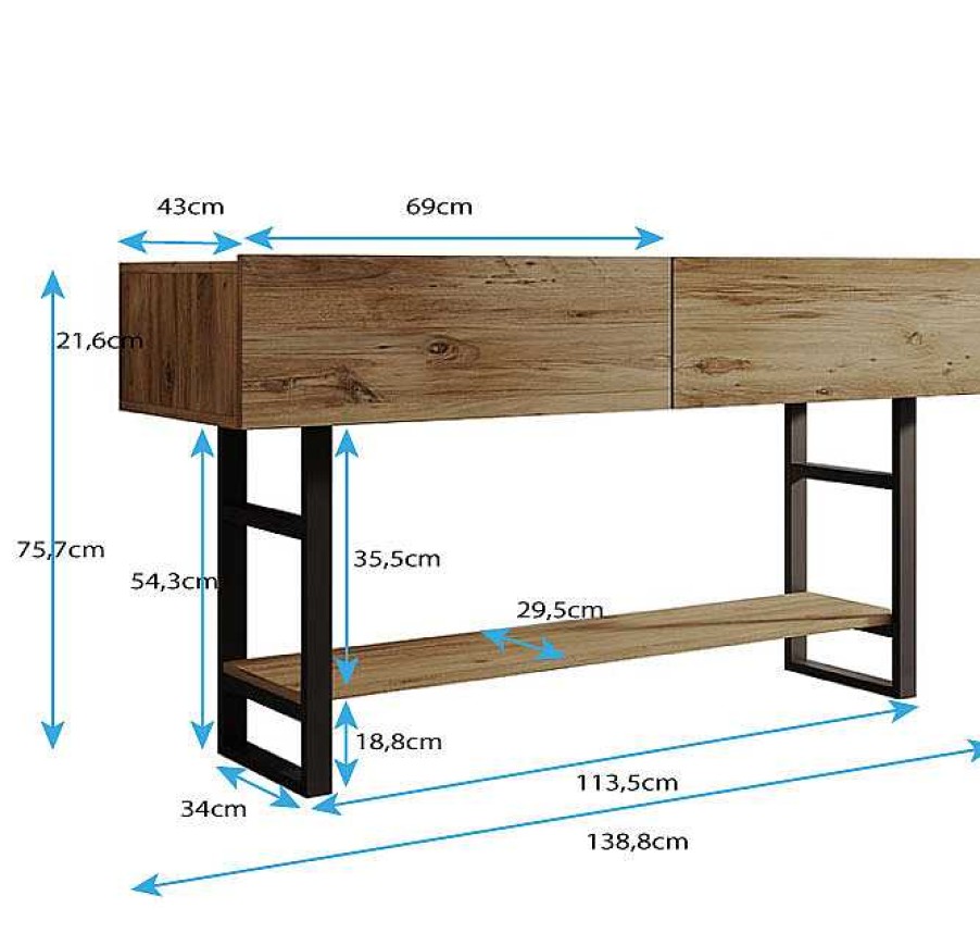 Recibidores Modernos Muebles Bonitos | Recibidor Modelo Factory R1 (139 Cm) En Color Pino