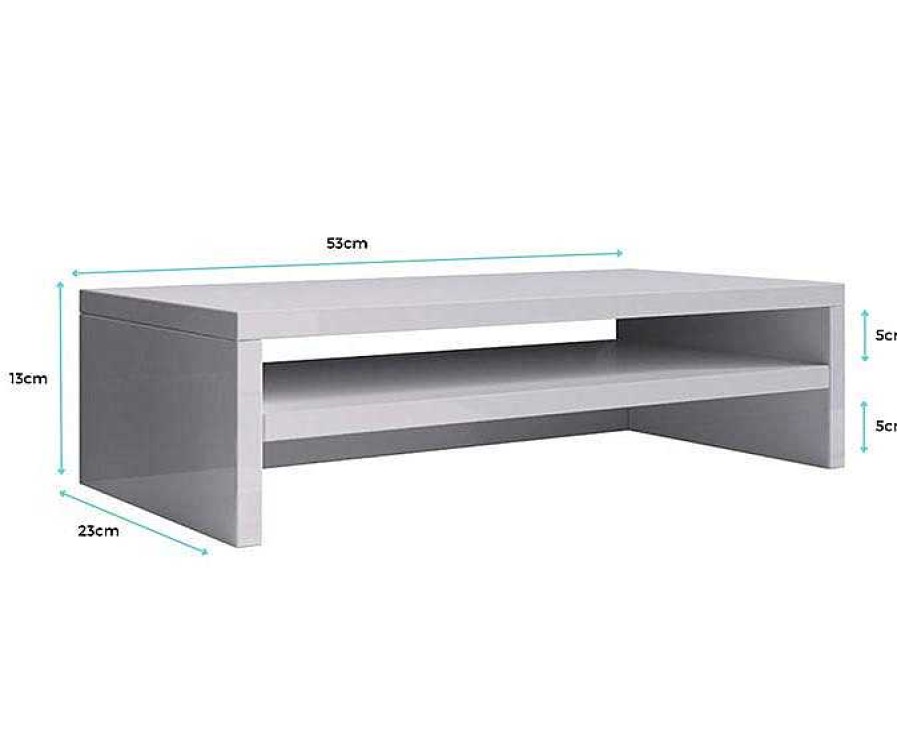 Oficina Muebles Bonitos | Soporte Para Monitor Adelis Xxl En Color Blanco Brillo 53X13Cm