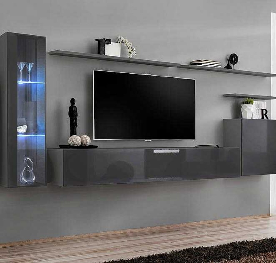 Salones Modernos Muebles Bonitos | Mueble Tv Modelo Berit 180X30 En Color Gris