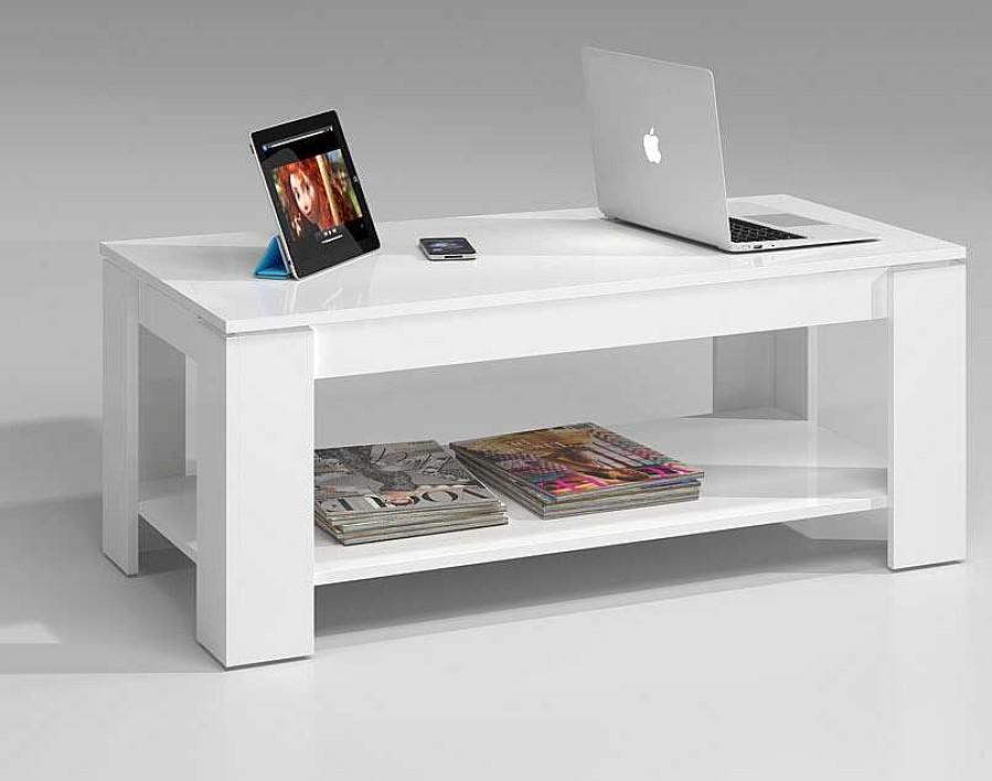 Salones Modernos Muebles Bonitos | Mesa De Centro Elevable Modelo Alfarrasi En Color Blanco